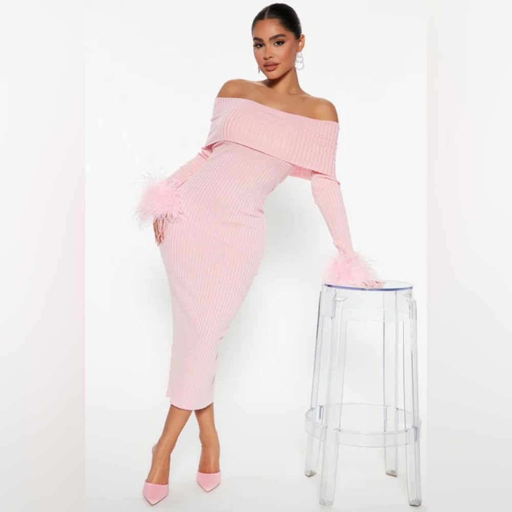 FASHION NOVA Legally Perfect Ribbed Midi Dress - Pink NEW 2X